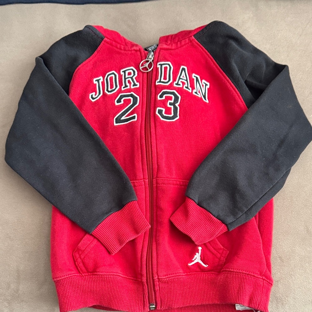 Jordan Kids Red and Black Hoodie with Zip